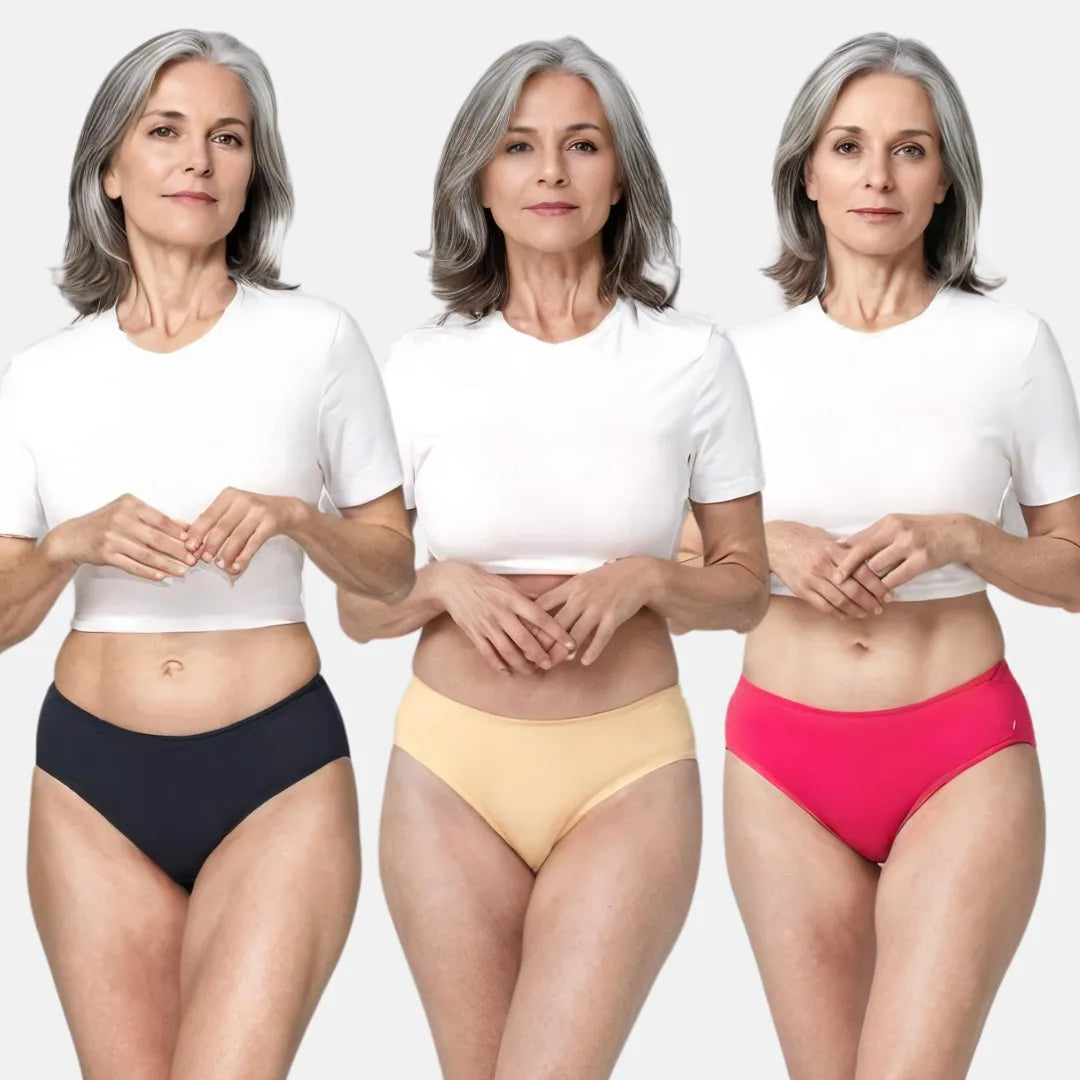 Incontinence Panties For Senior Navy Blue, Skin & Dark Pink