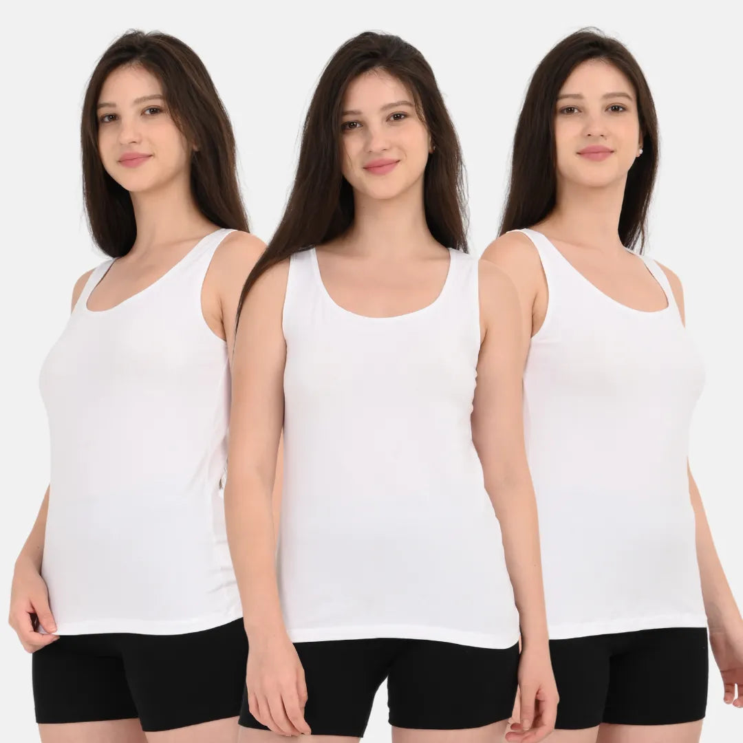 Inner Tank Top Women White Pack Of 3