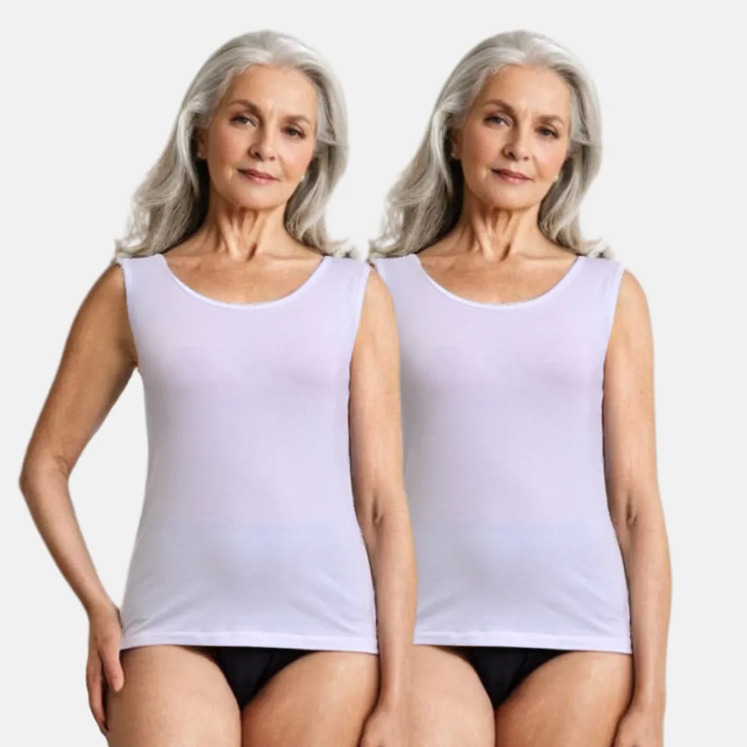 Inner Tank Tops For Elderly White Pack Of 2