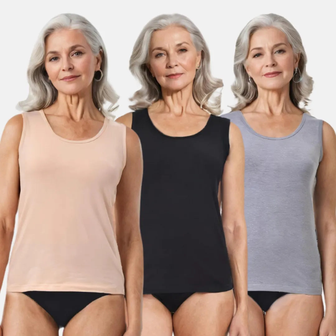 Inner Tank Tops For Elderly Women Skin, Black & Grey