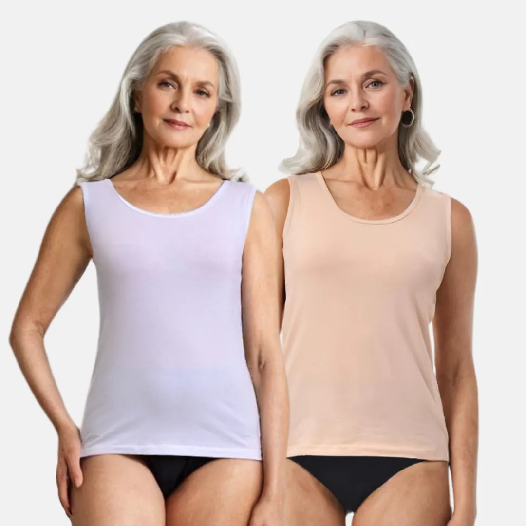 Inner Tank Tops For Elderly Women White & Skin