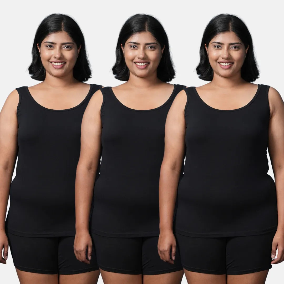 Inner Top For Plus Size Women Black Pack Of 3