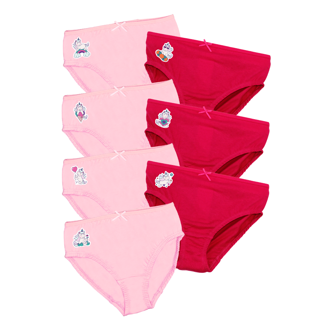 Girl's Knickers | Soft Elastic At Waist | Full Hip Coverage | 7 Pack