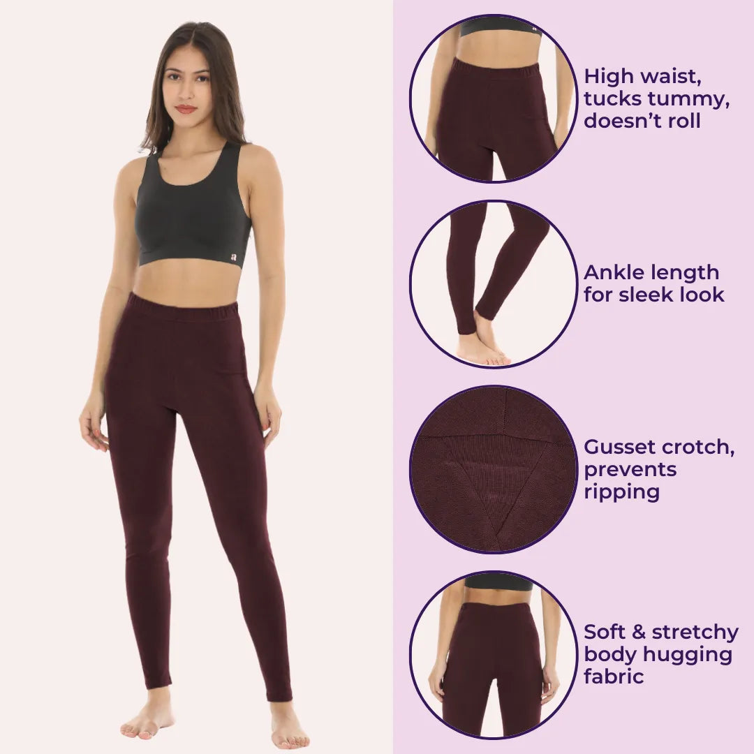 Leggings For Women Ankle Length-Brown