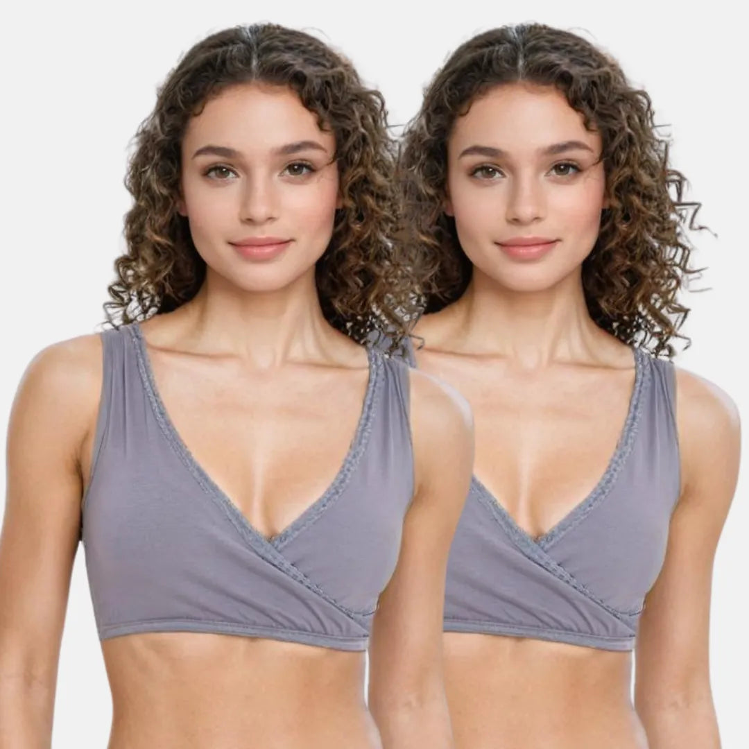 Ladies Plunge Bra Steel Grey Pack Of 2