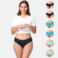 Ladies Cotton Panties Navy Blue, Bright Blue & Light Blue