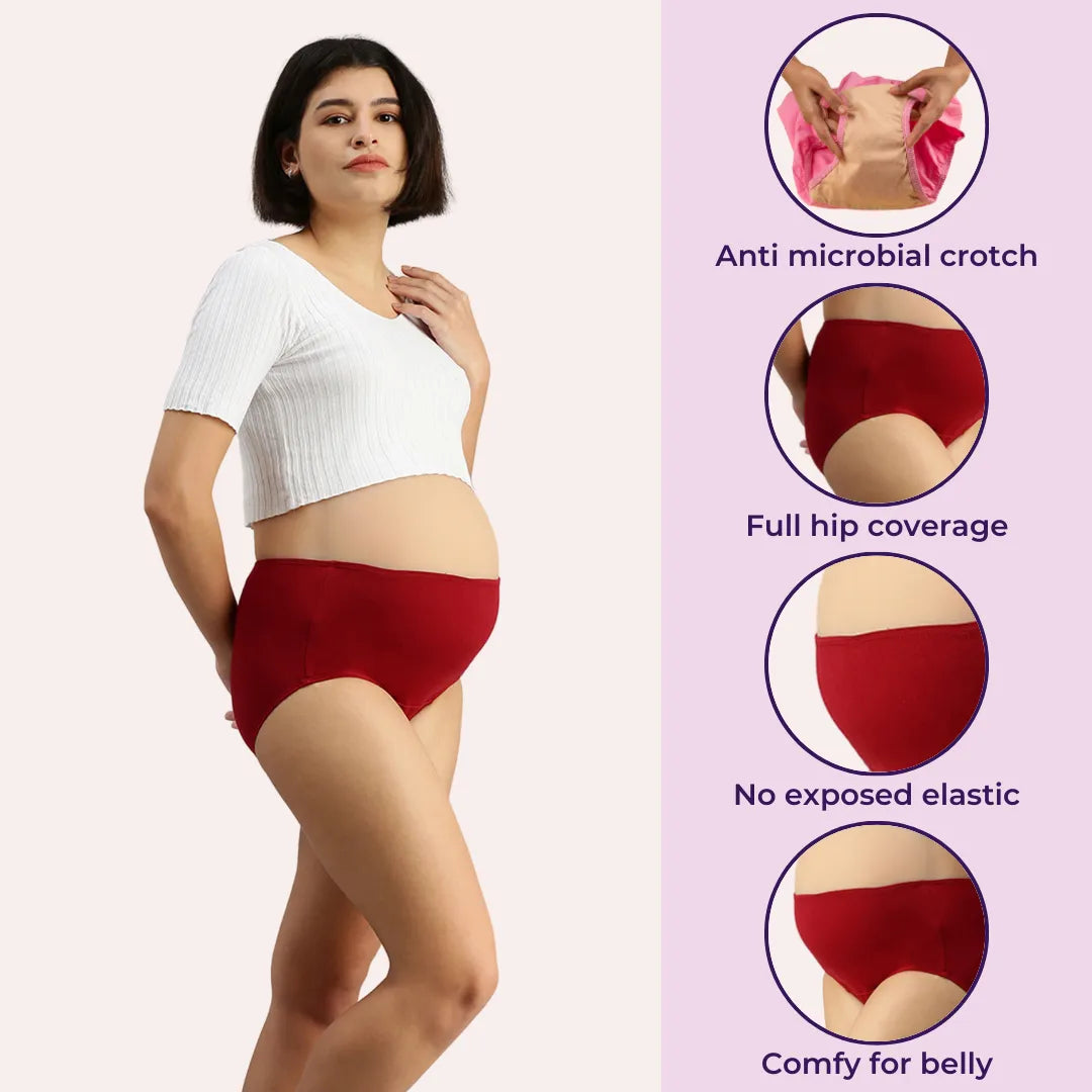 Maternity Hygiene Panties For Pregnancy Navy Blue, Skin & Black