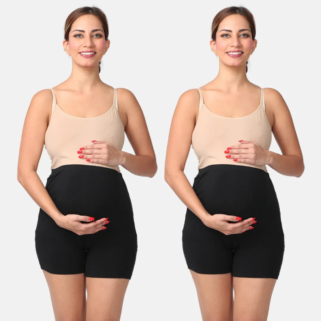 Maternity Shorts For Pregnancy Black Pack Of 2