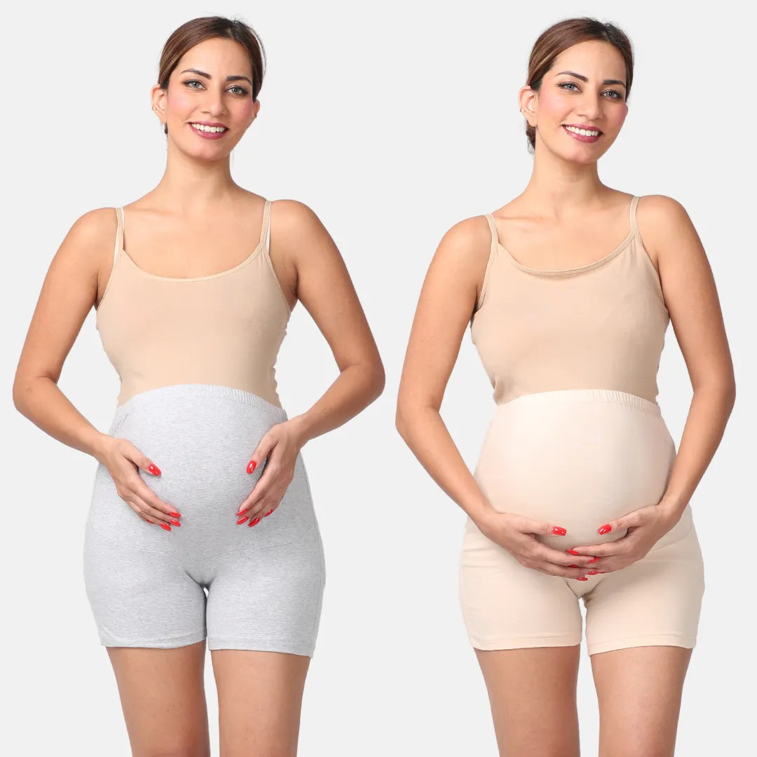Maternity Shorts For Women Grey & Skin