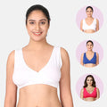 Maternity Sleep Bra White, Royal Blue & Dark Pink