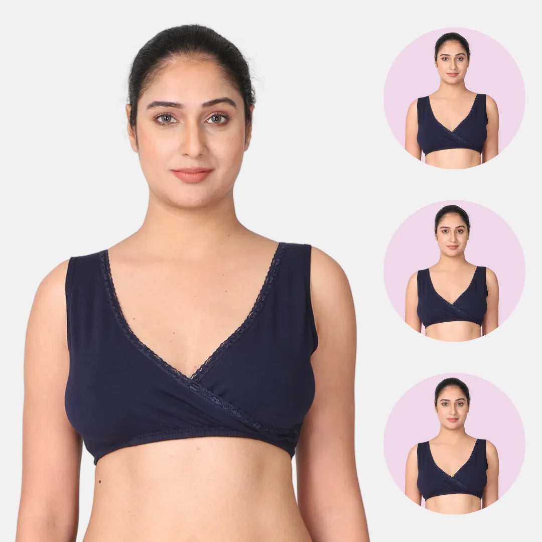 Maternity Sleep Bra Navy Blue Pack Of 3