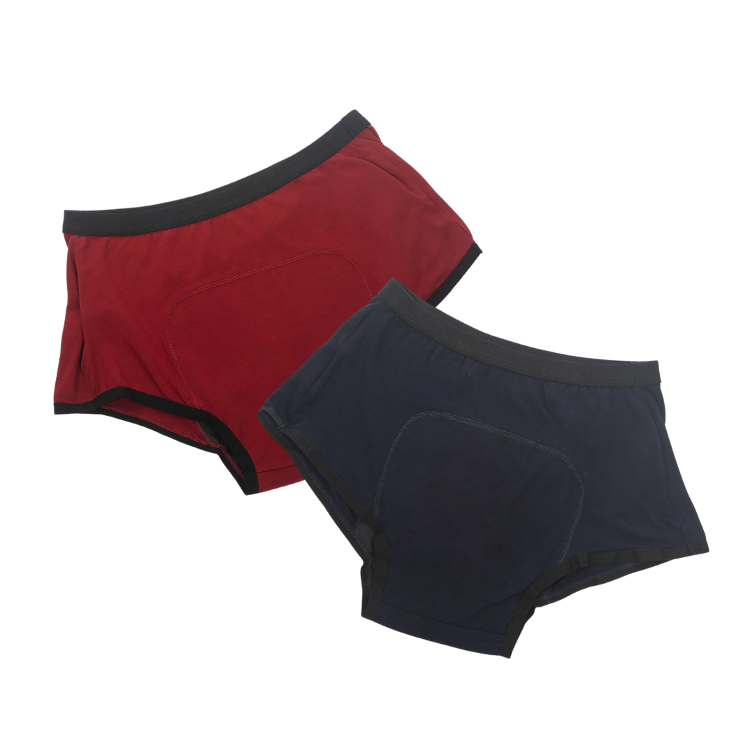 Modal Boxer Panties For Periods Maroon & Navy Blue
