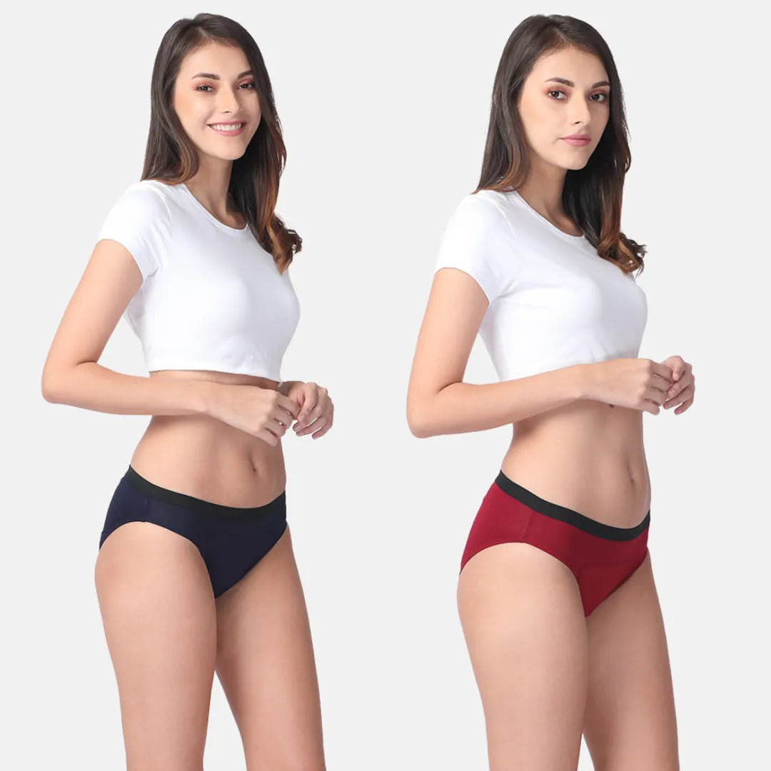 Modal Period Panty Hipster For Women Navy Blue & Maroon