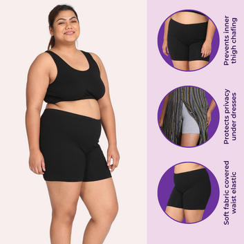 Undershorts For Curvy Women  | Full Hip Coverage | Protects Against Inner Thigh Chafing | 3 Pack