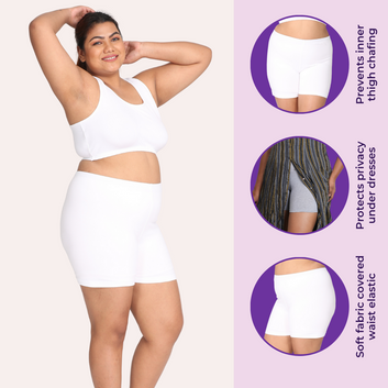 Plus Size Under Dress Shorts | Full Hip Coverage | Prevents Inner Thigh Chafing | 2 Pack