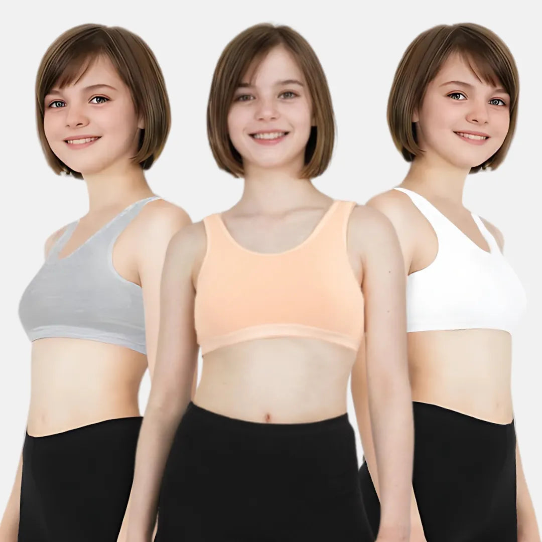 Non Padded Teen Girl Bra Grey, Skin & White