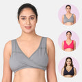 Nursing Sleep Bra Grey, Dark Pink & Navy Blue