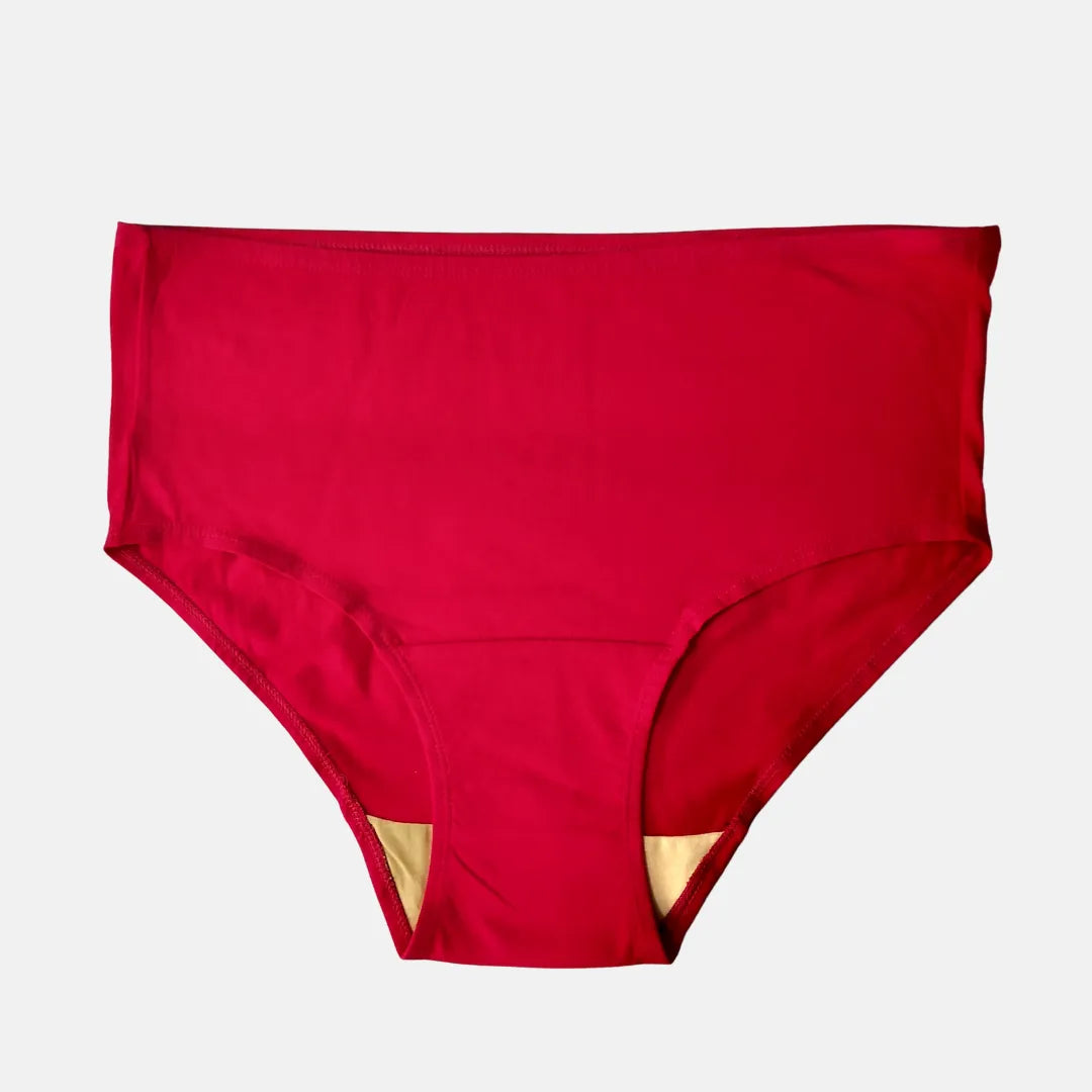 Old Women High Waist Hygiene Panties Dark Pink
