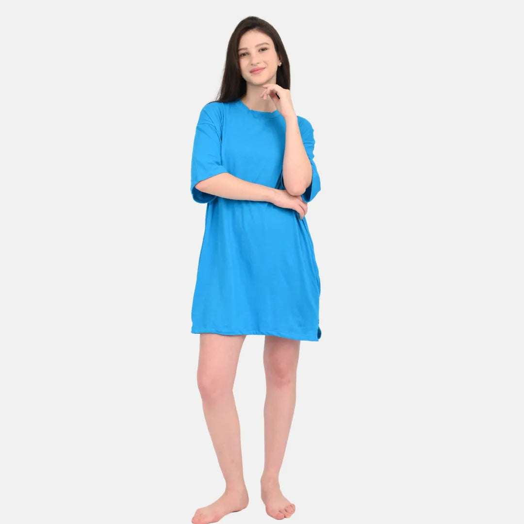 Over Sized T Shirt Bright Blue Pack Of 1