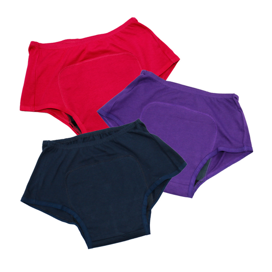 Heavy Flow Period Panties For Teens | Boxer Fit For Heavy Flow | Prevents Front, Back & Inner Thigh Stains | 3 Pack
