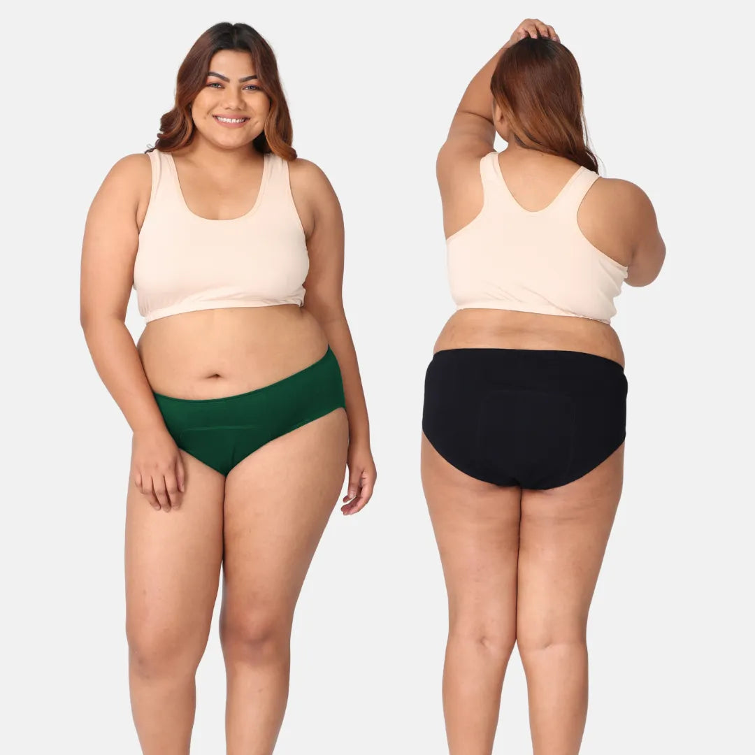 Period Panty Hipster For Women Green & Black