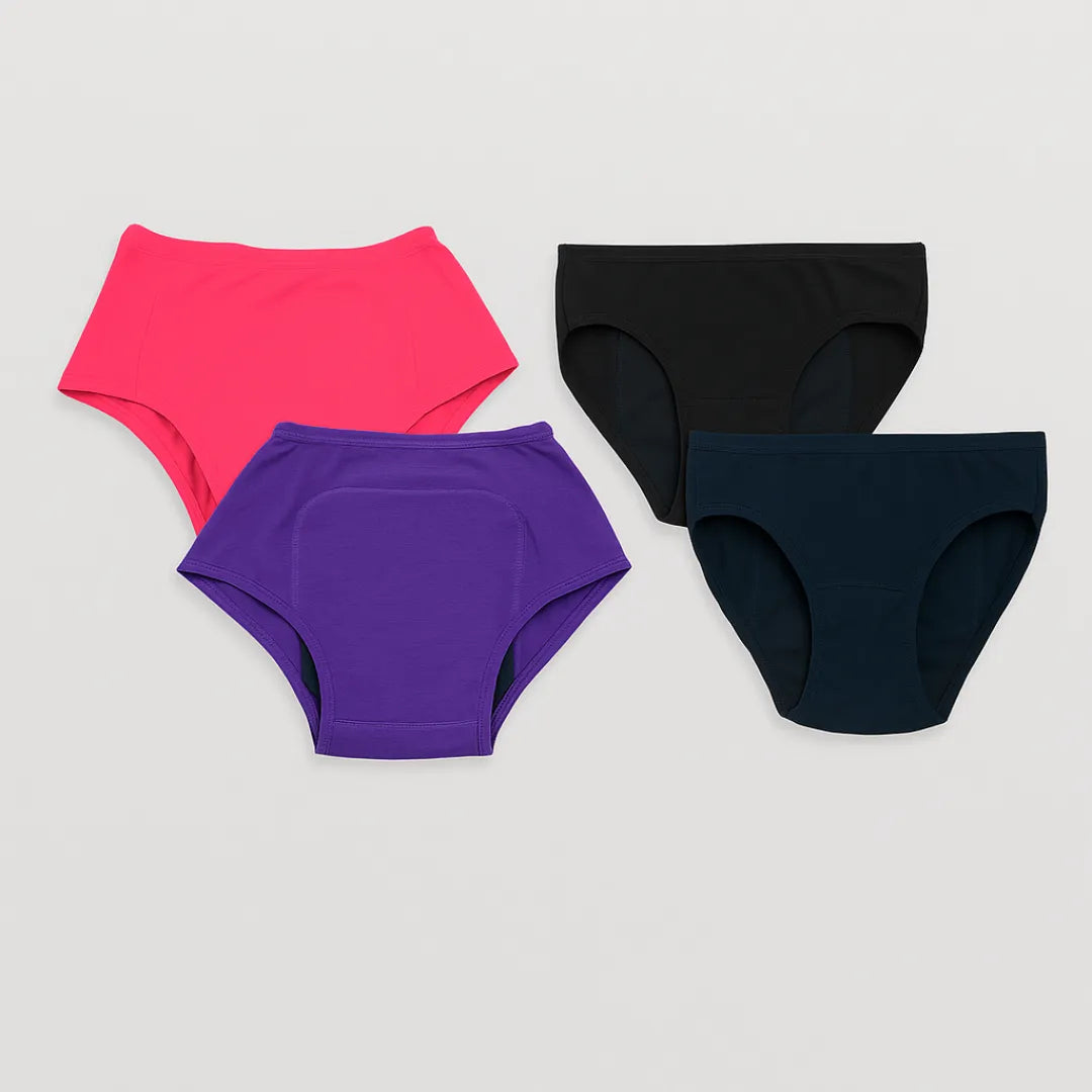 Period Panty Reusable Dark Pink, Magenta, Black & Navy Blue