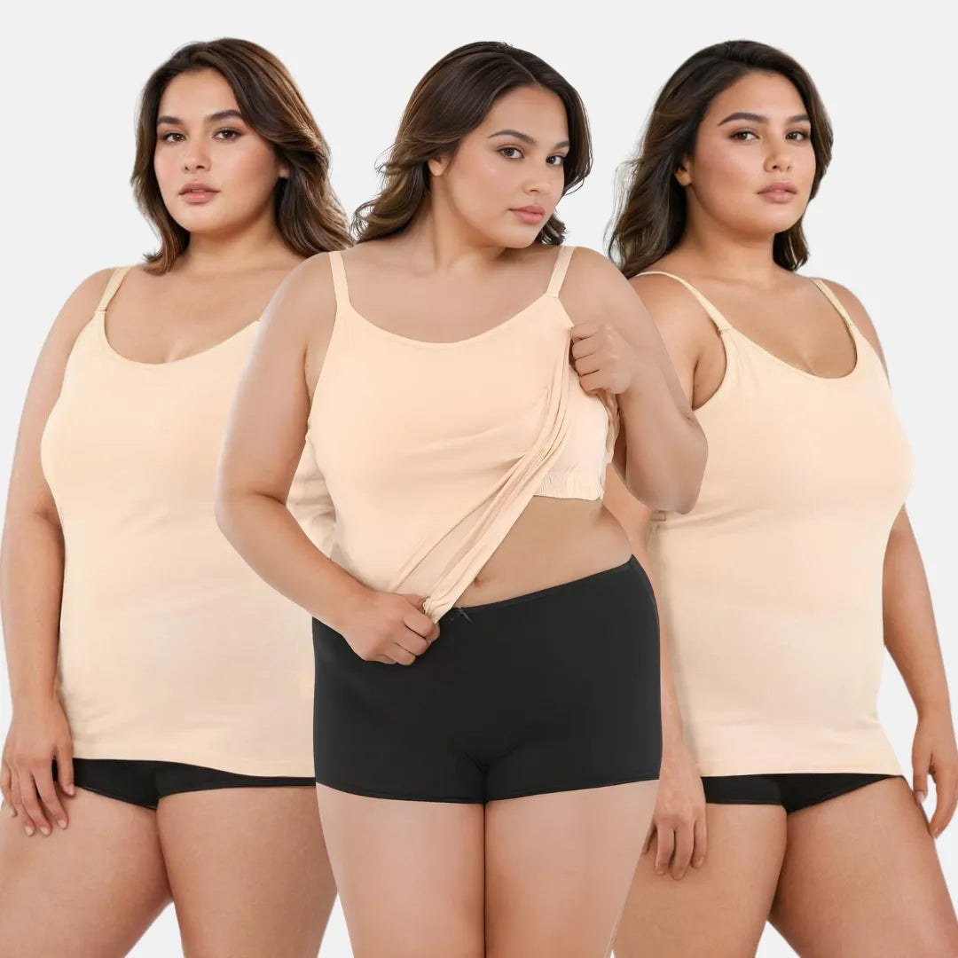 Plus Size Cami With Shelf Bra Skin Pack Of 3