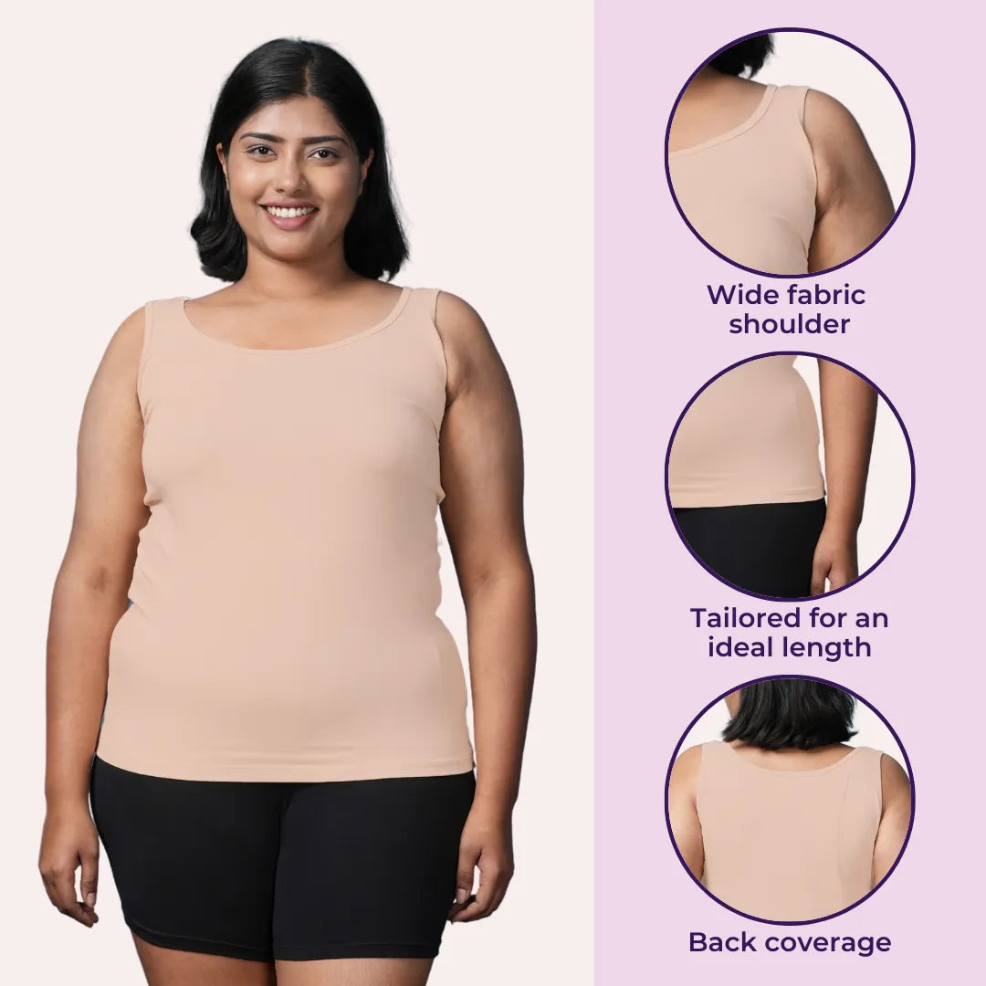 Plus Size Inner Tank Tops For Women White Pack Of 3