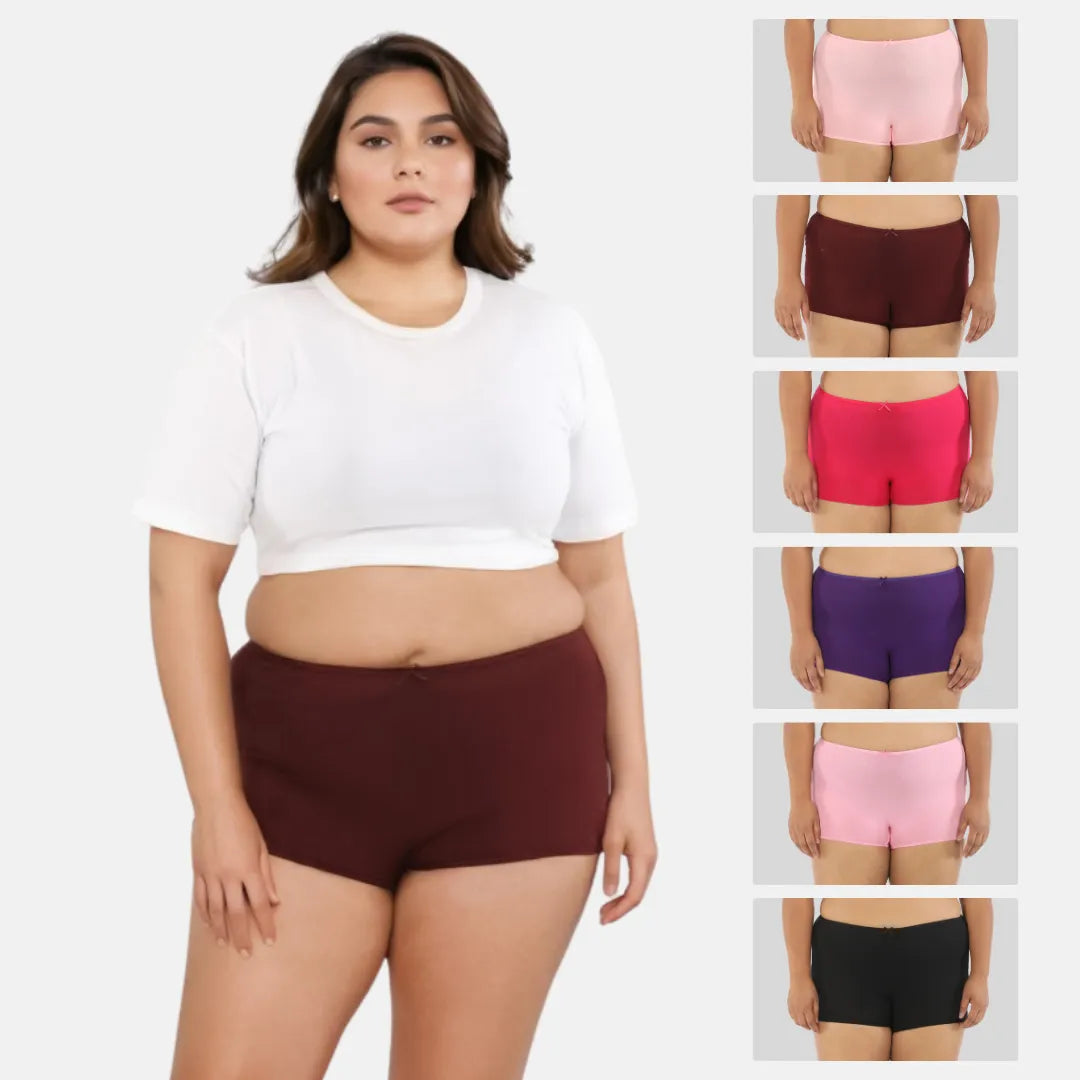Plus Size Boyshorts - Peach,Wine,Dark Pink,Magenta,Light Pink & Black
