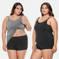 Plus Size Built In Bra Camisole Steel Grey & Black