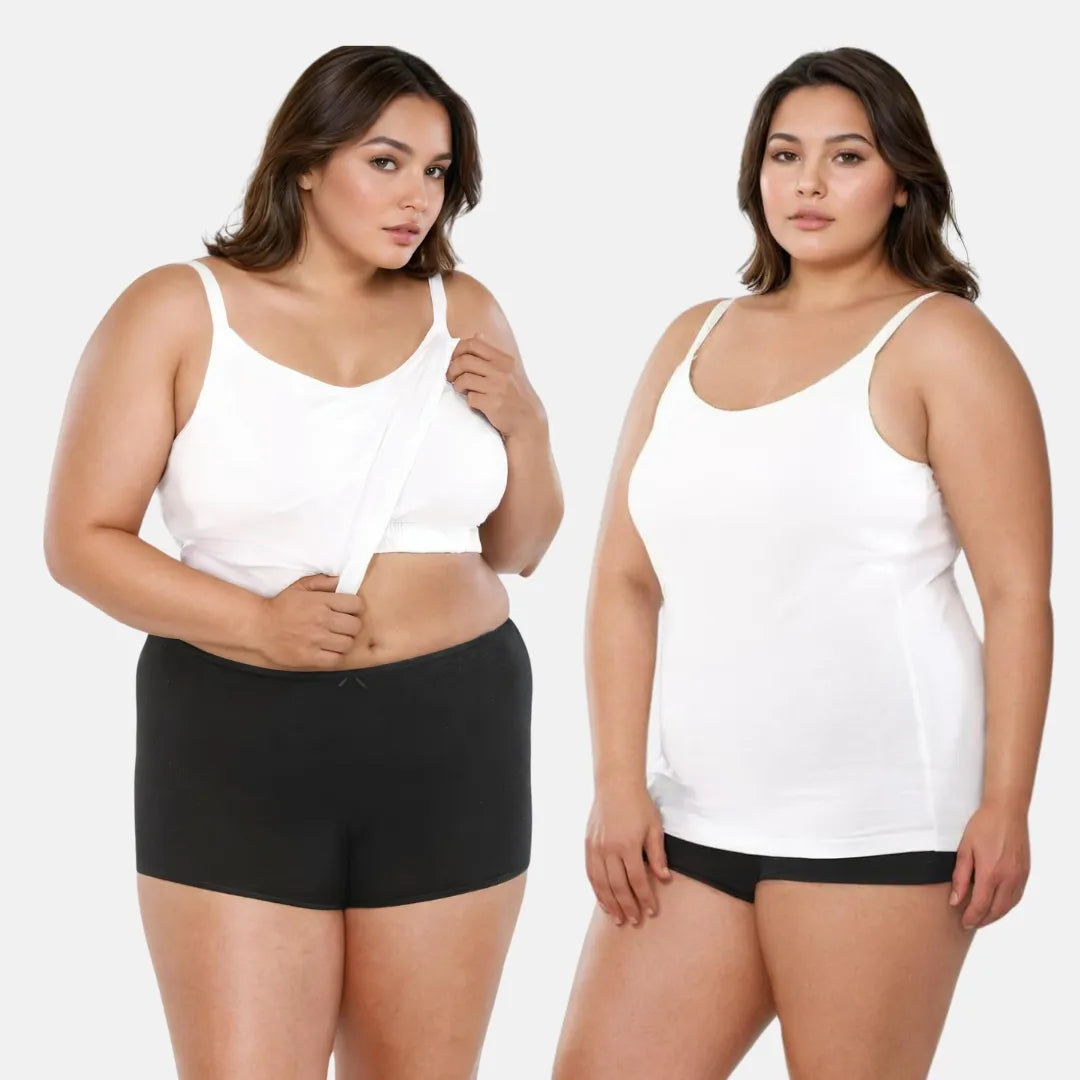 Plus Size Built In Bra Camisole White Pack Of 2