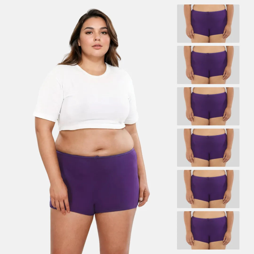 Plus Size Cotton Boyshort Panties - Magenta