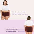 Plus Size Cotton Boyshort Underwear _ Wine