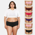 Plus Size Cotton Hipster Panties - Peach,Wine,Dark Pink,Magenta,Light Pink & Black