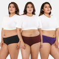 Plus Size Cotton Hipster Panties _ Black, Wine & Magenta