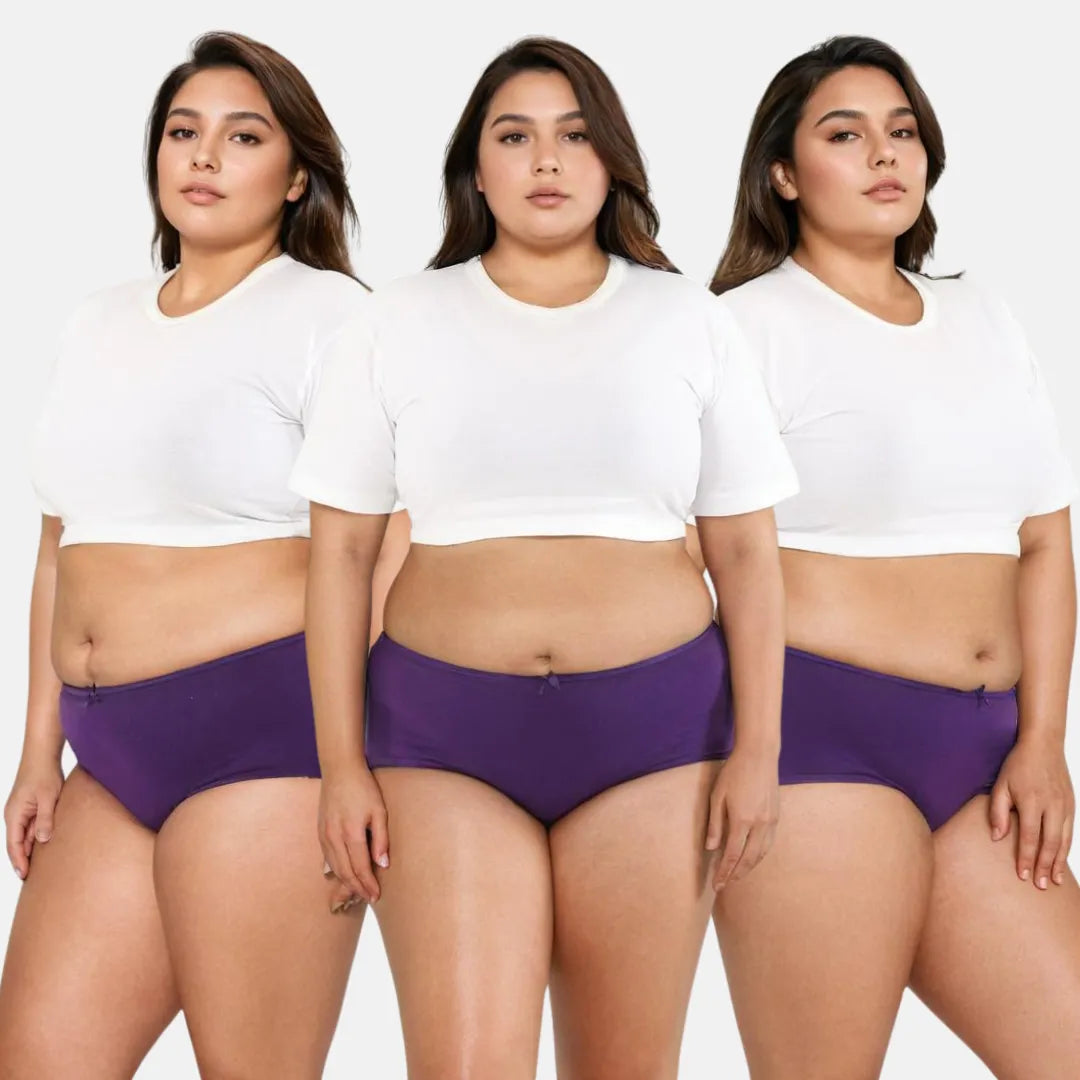Plus Size Cotton Hipster Underwear - Magenta