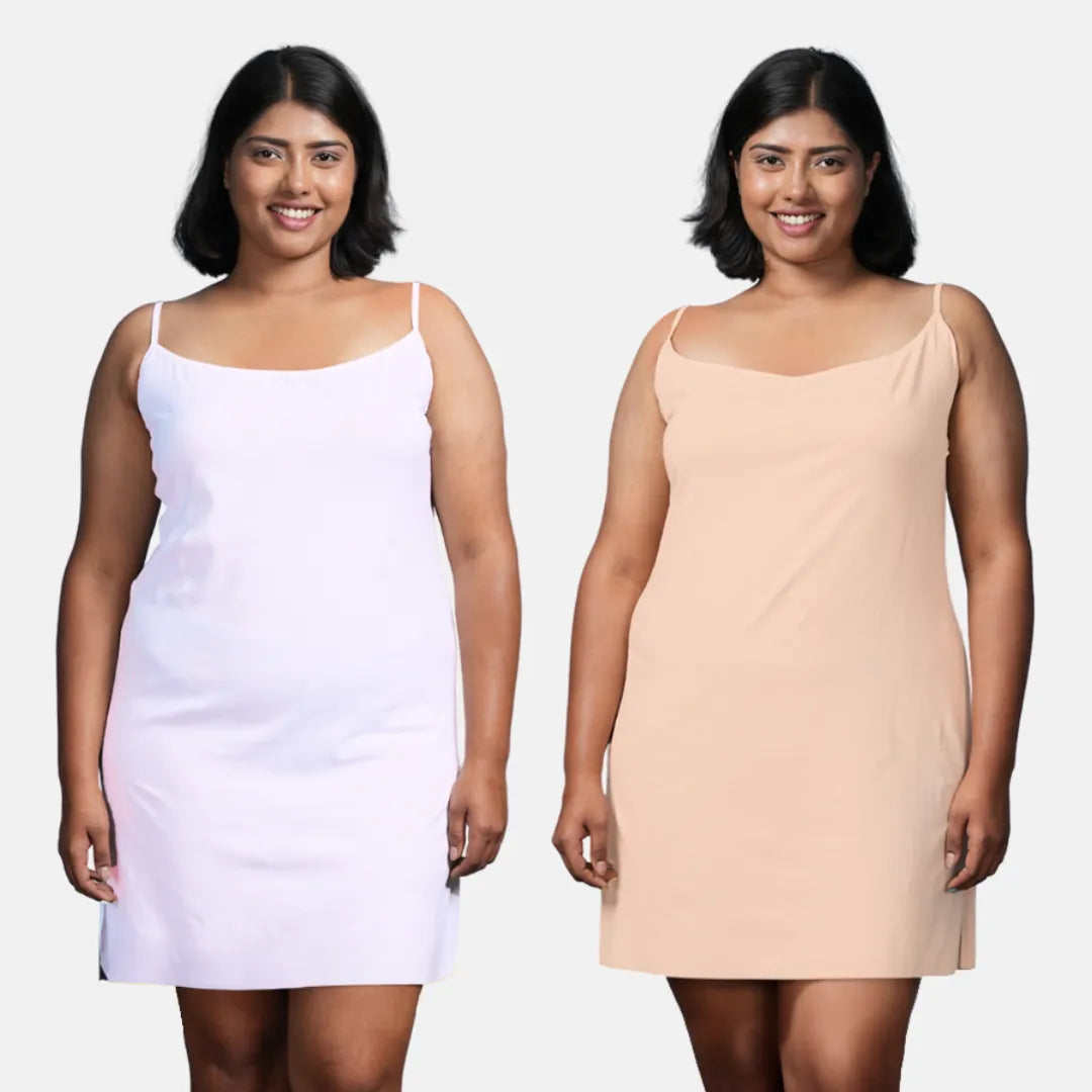 Plus Size Kurta Inner Slip  White & Skin