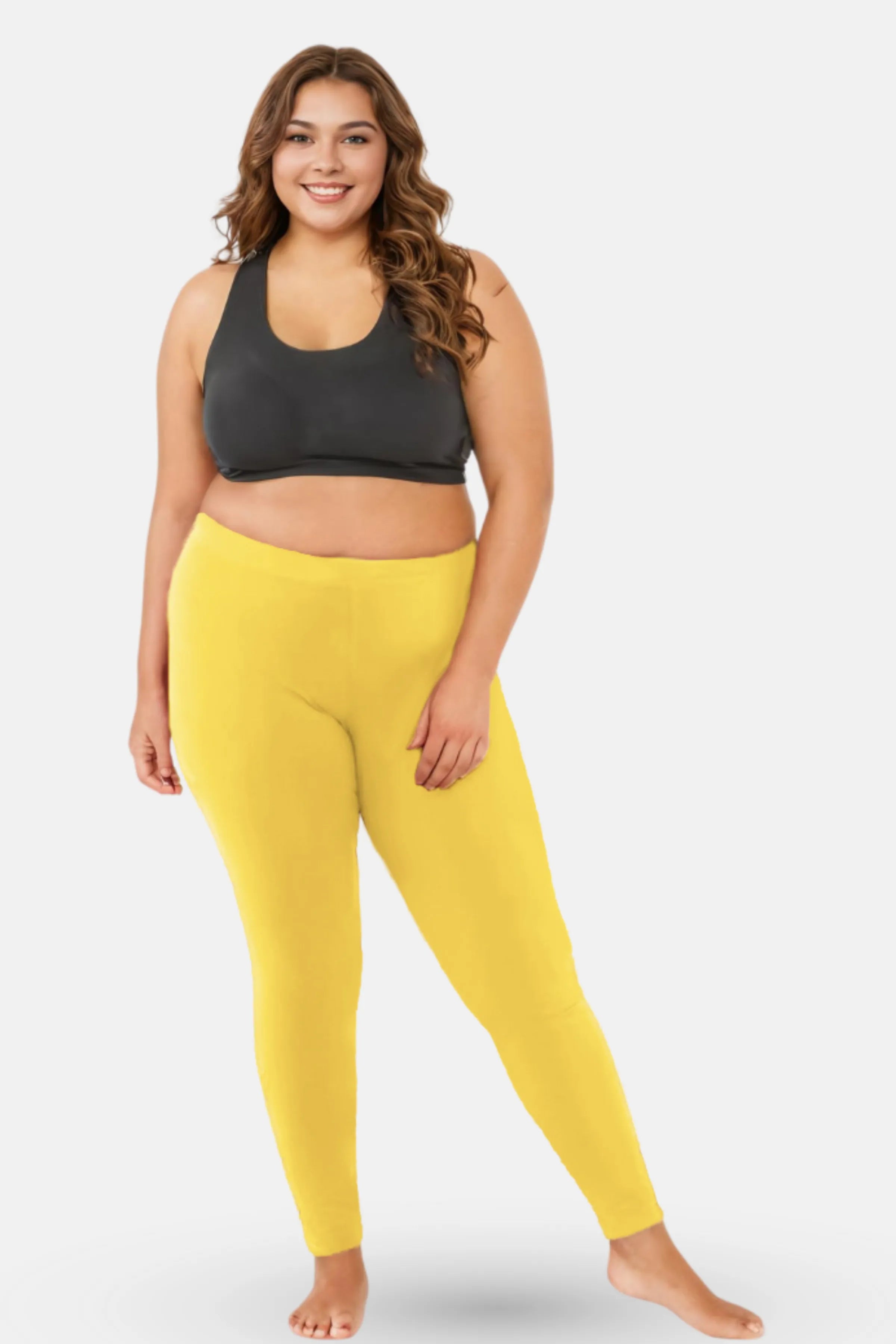 Plus Size Yellow Ankle Length Leggings | Adira