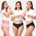 Pure Cotton Panties For Ladies Light Pink, Navy Blue & Black