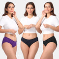 Pure Cotton Panties Magenta, Navy Blue & Black