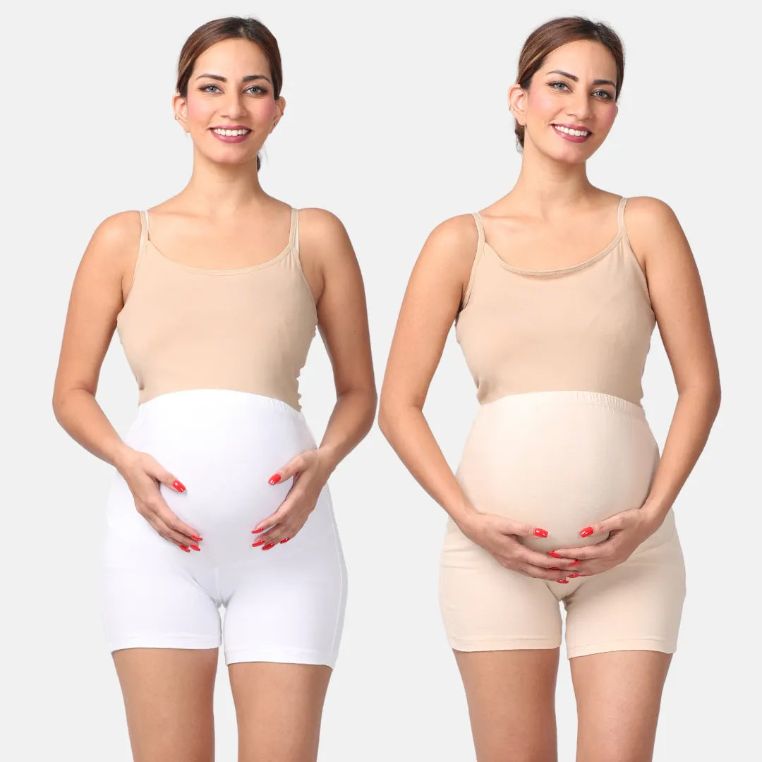Shorts For Pregnant Women White & Skin