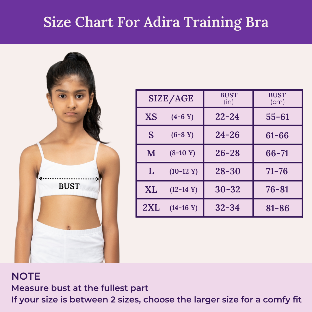 Size Chart For Adira Training Bra
