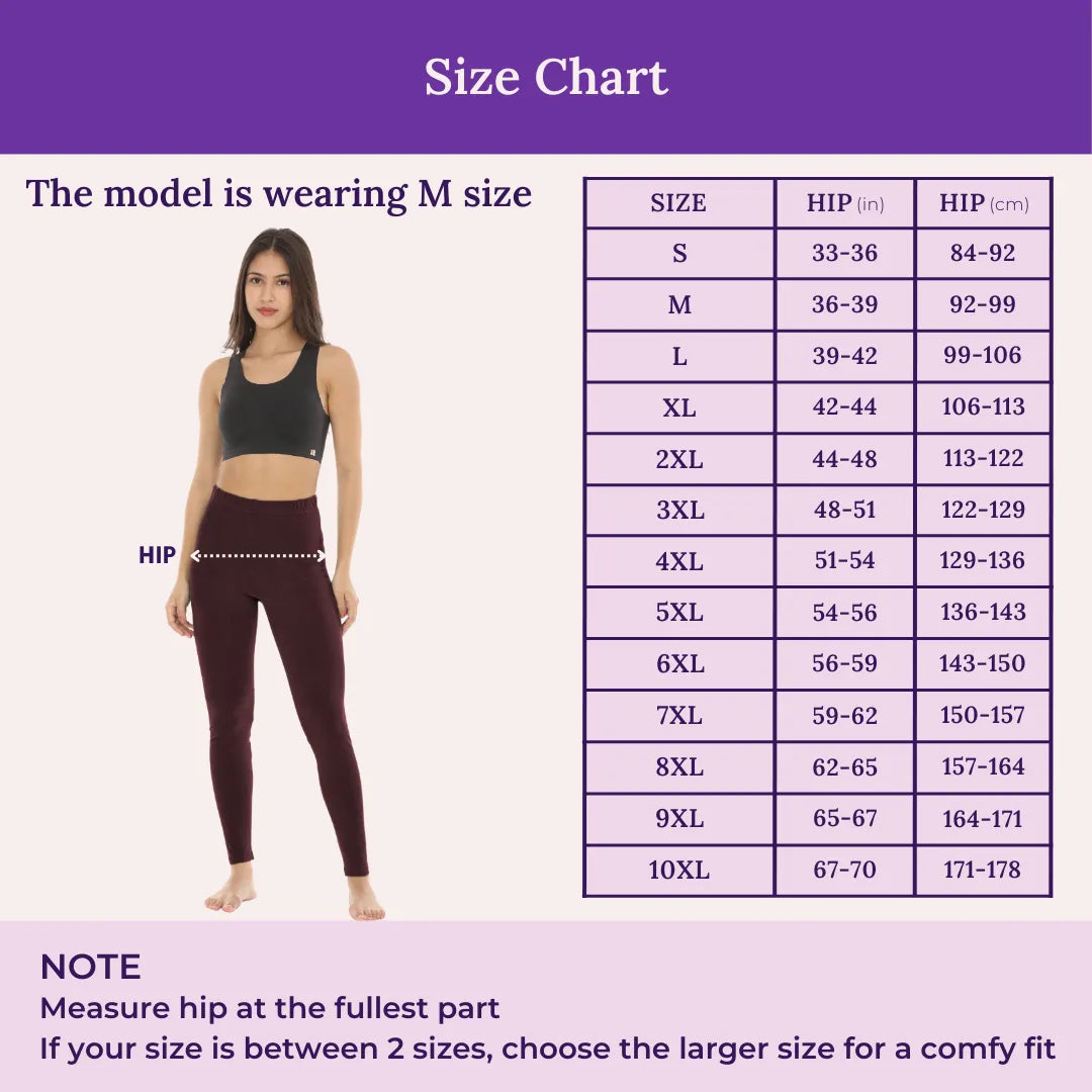 Size Chart For Cotton Leggings-Brown