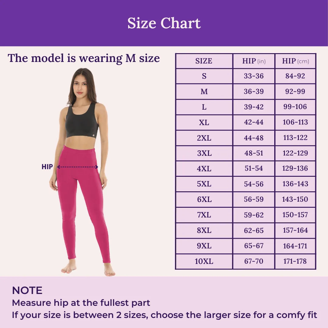 Size Chart For Cotton Leggings-Dark Pink