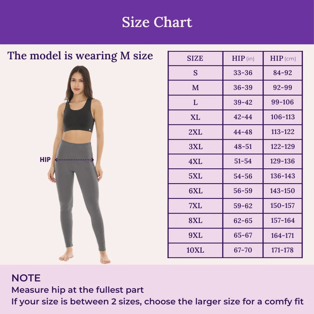 Size Chart For Cotton Leggings-Grey