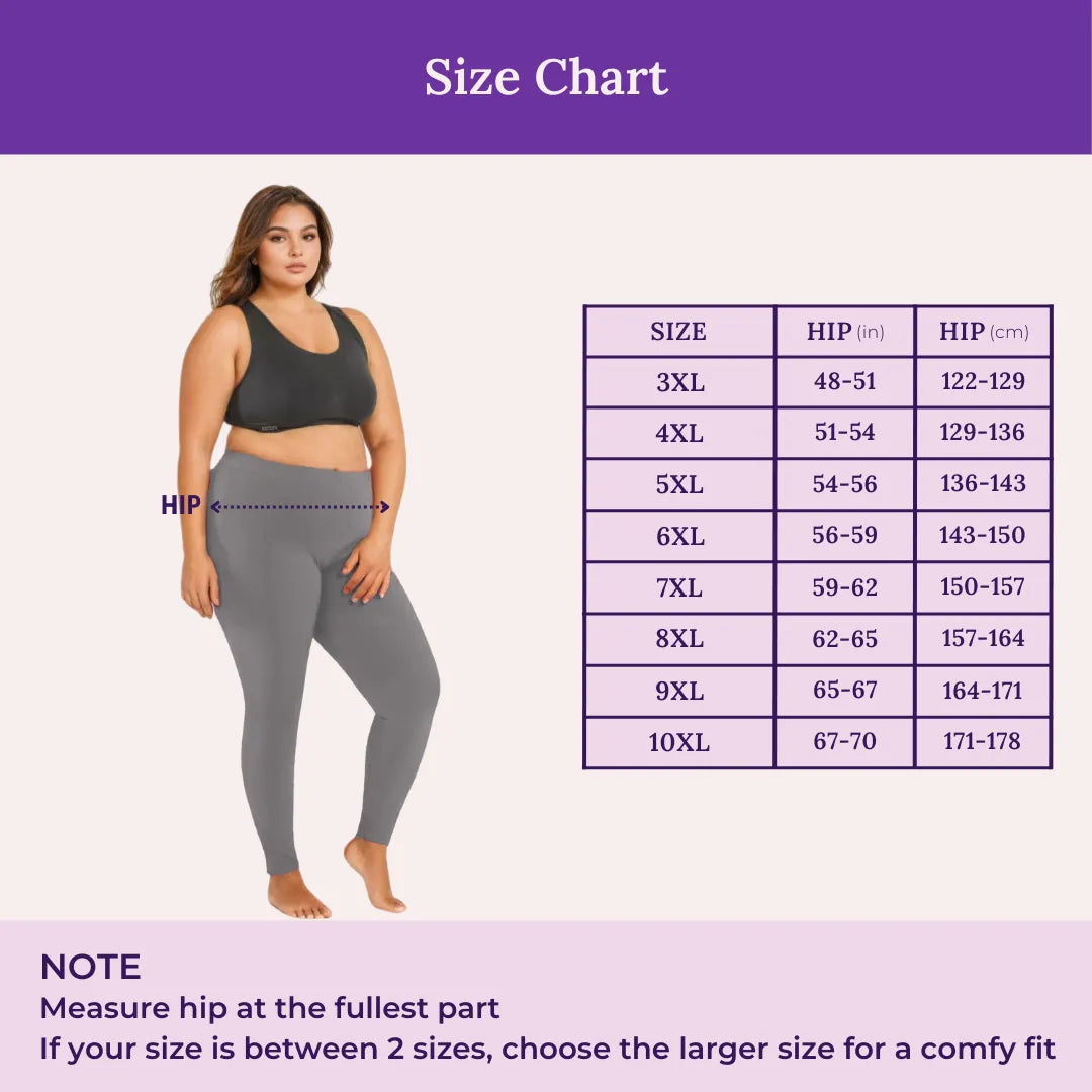 Size Chart For Leggings - Grey