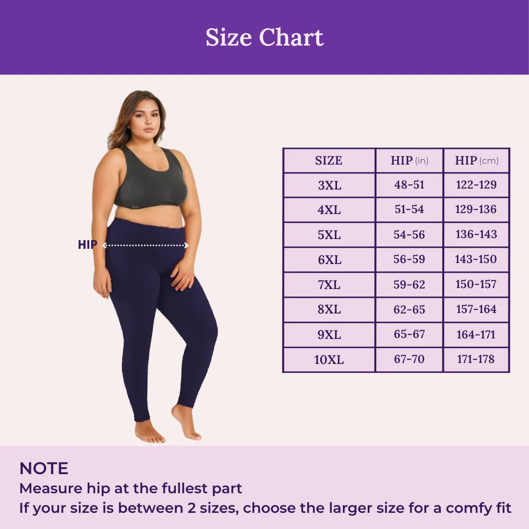 Size Chart For Leggings - Navy Blue