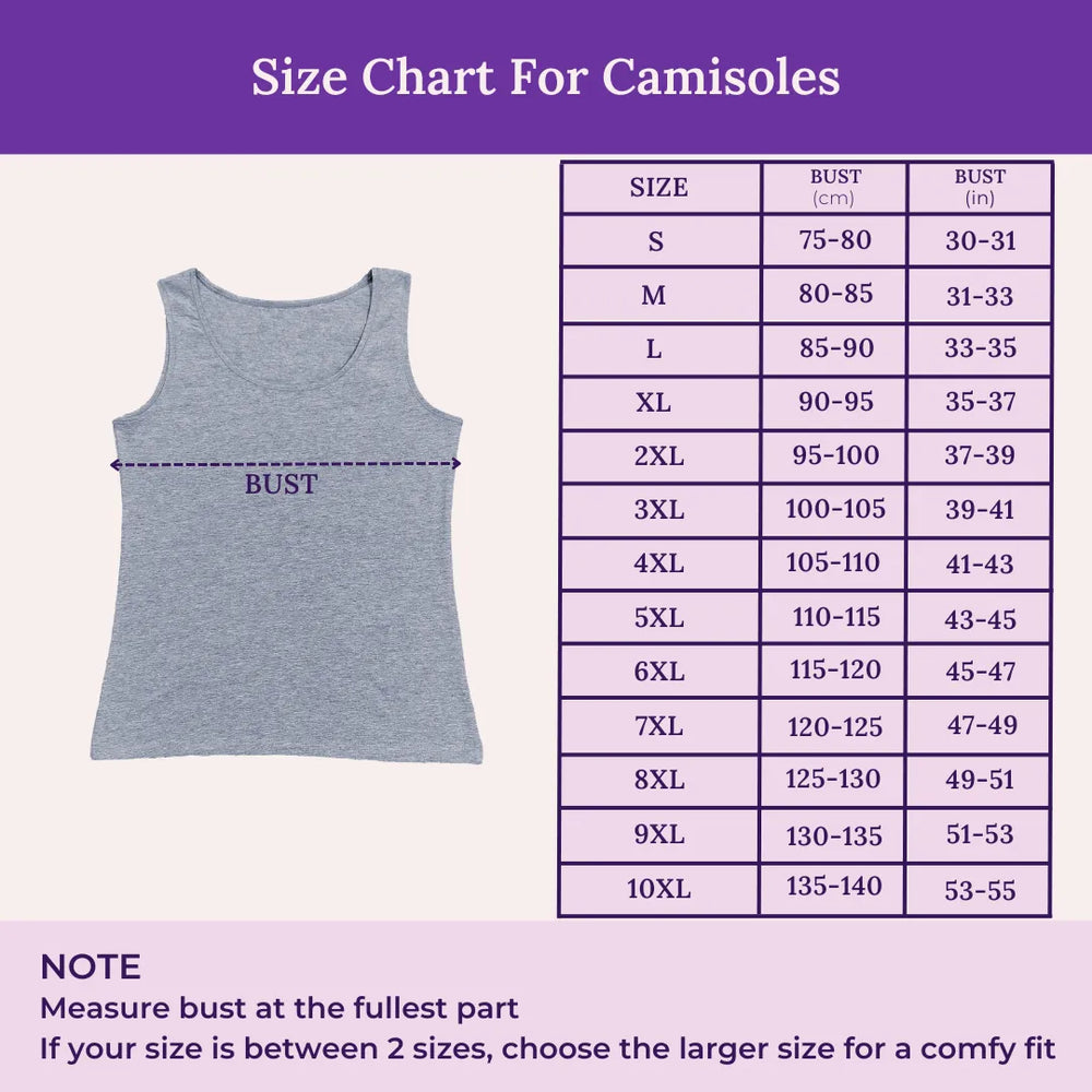 Size chart For Camisoles
