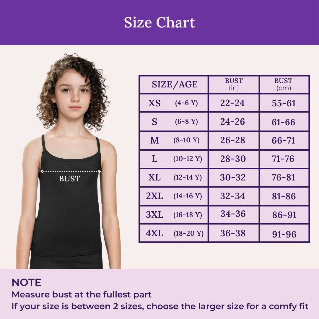 Size Chart For Adira Cotton Camisole