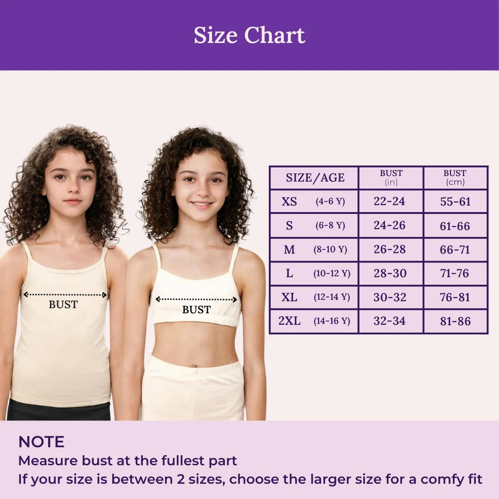 Size Chart For Adira Starter Cami & Bra